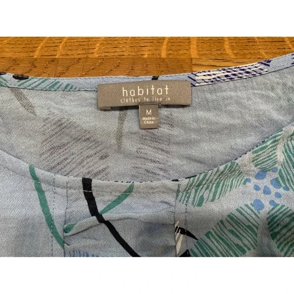Habitat Cropped Nature Floral Bohemian Tunic Blouse Pleated Cozy Relaxed Earthy - Picture 4 of 9